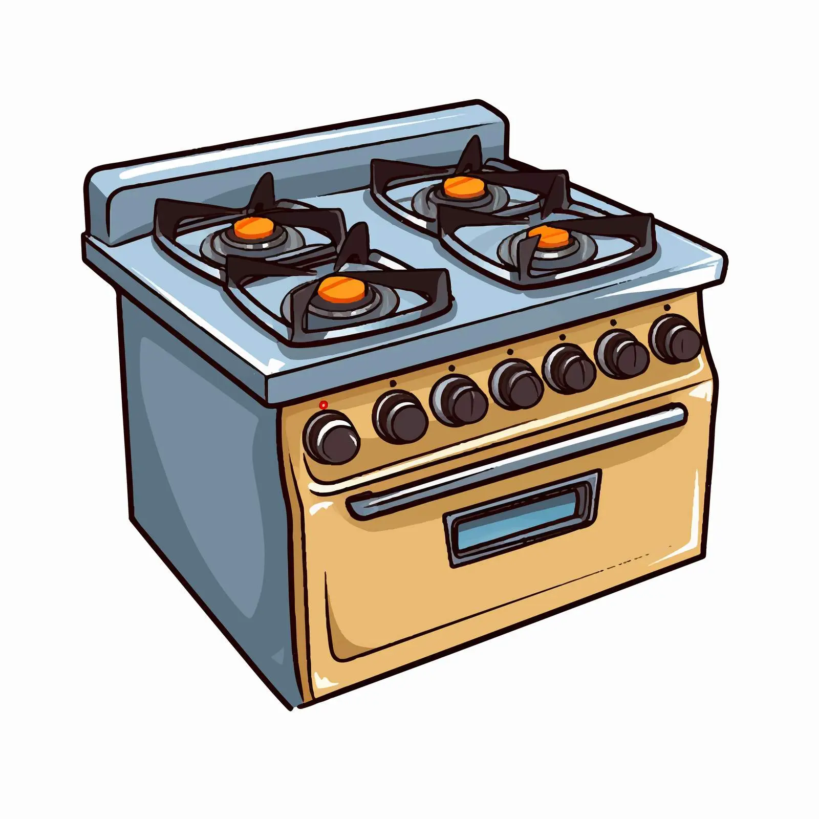Gas Stove Line Vector Cartoon Illustration — free download from Dotvec