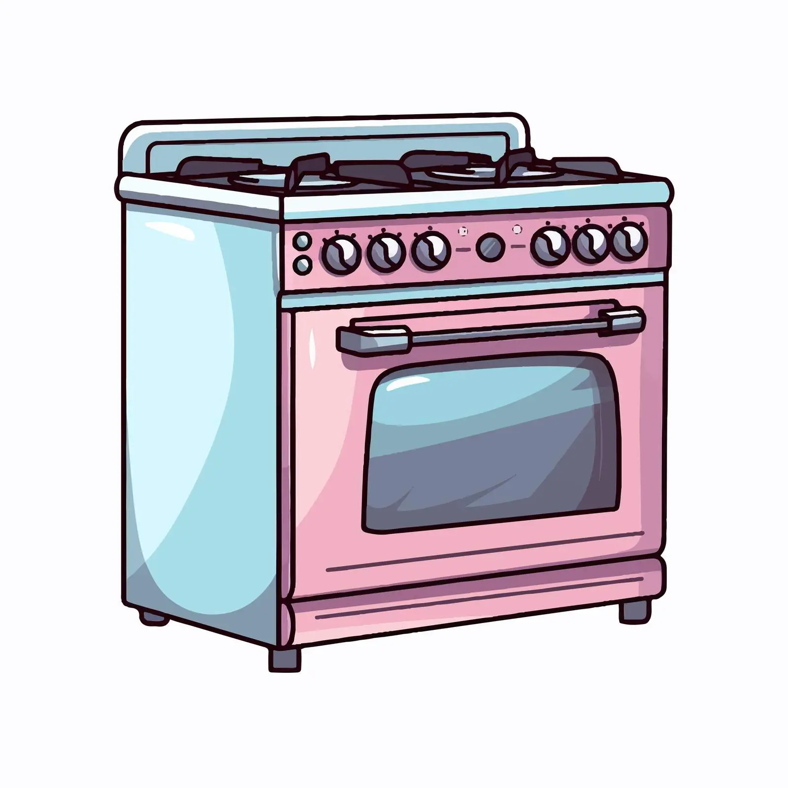 Cartoon Gas Stove Line Vector Illustration — free download from Dotvec