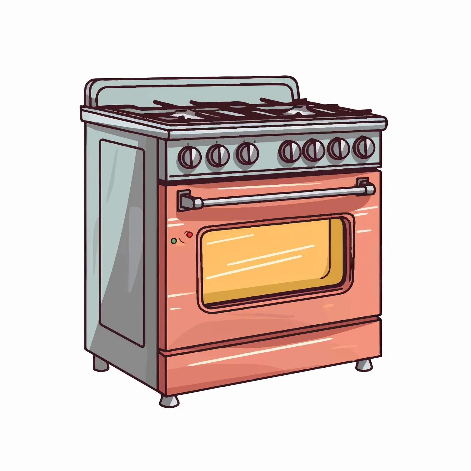Cartoon Gas Stove Line Vector Illustration – free burner image from Dotvec