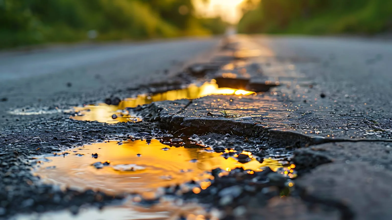 Spilled Gasoline in Puddle on Rural Road — free download from Dotvec