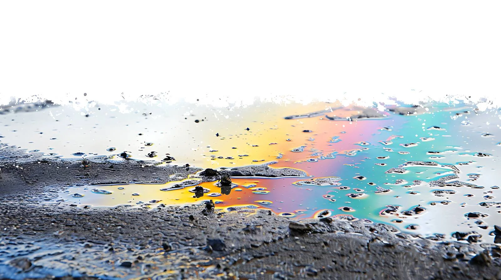 Spilled gasoline on wet parking area — free download from Dotvec