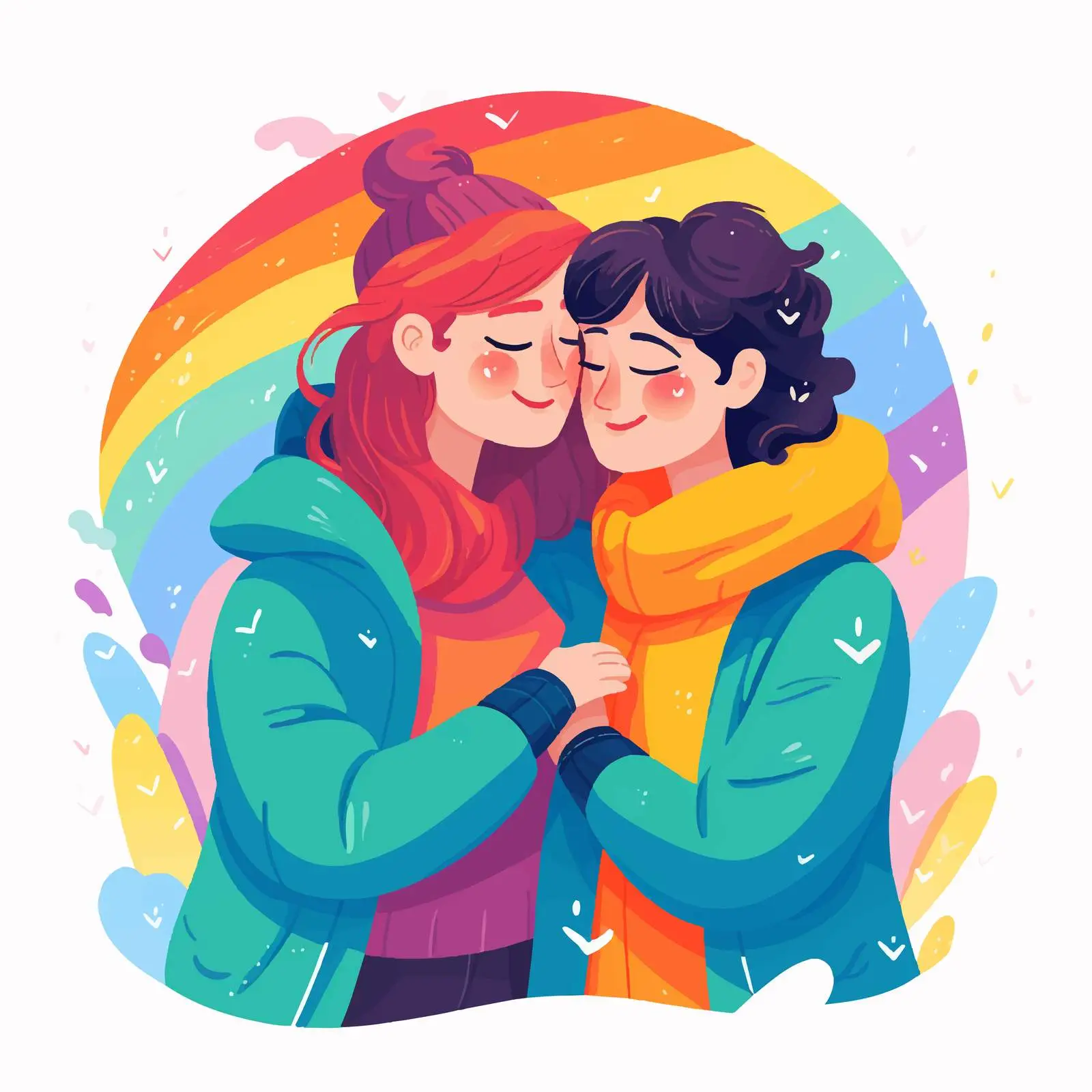 Colorful LGBT Couples Illustration – free gay couple image from Dotvec
