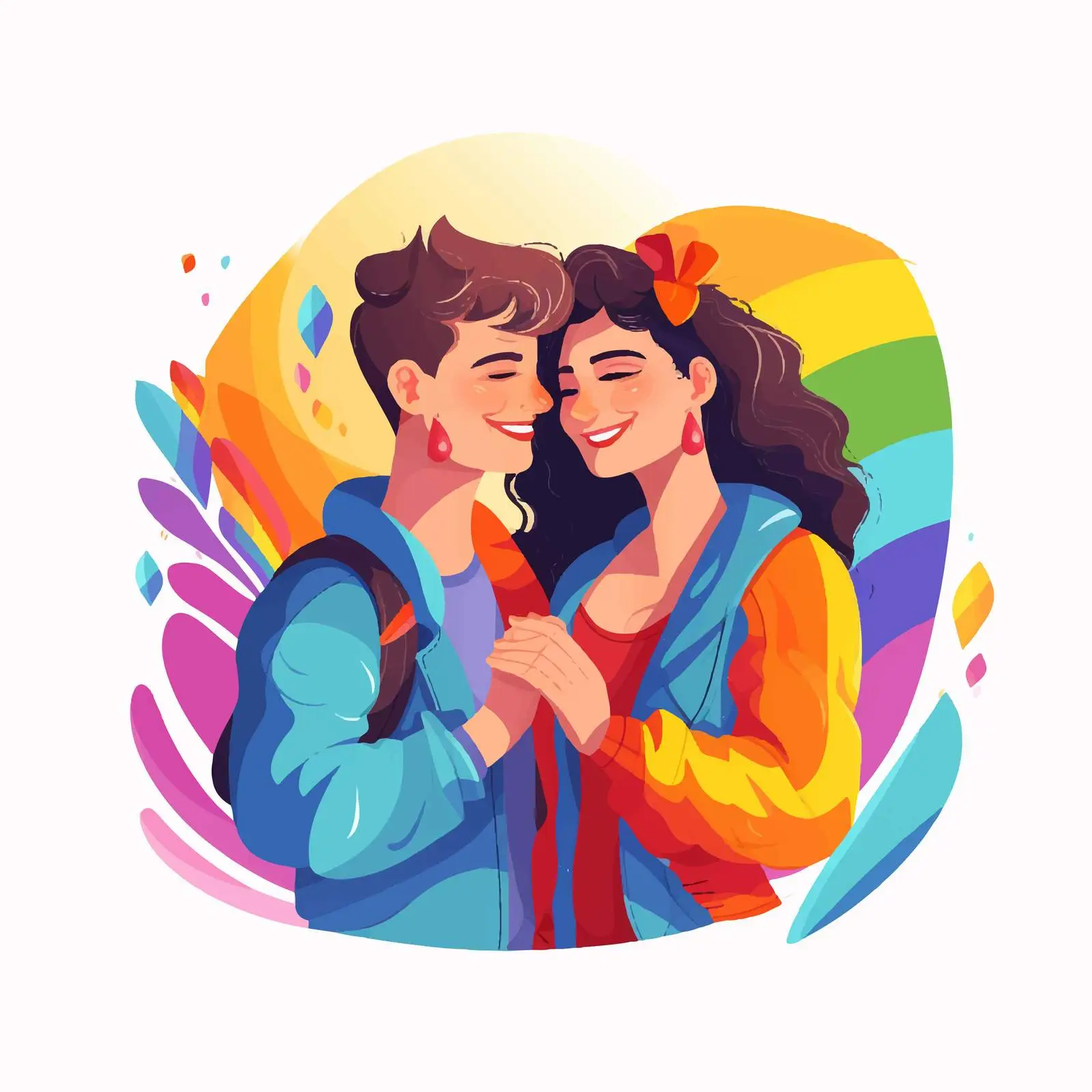 LGBT Couples Flat Colorful Illustration – free gay couple image from Dotvec