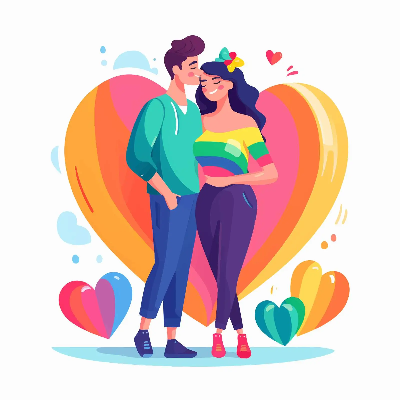 Colorful LGBT Couples Illustration Vector Art — free download from Dotvec