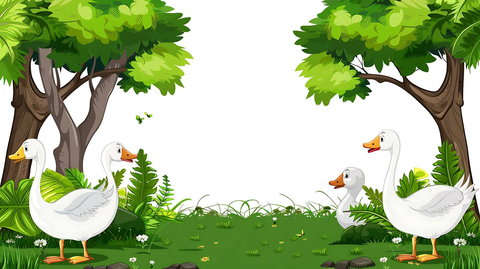 Tranquil Geese in Green Forest — free download from Dotvec