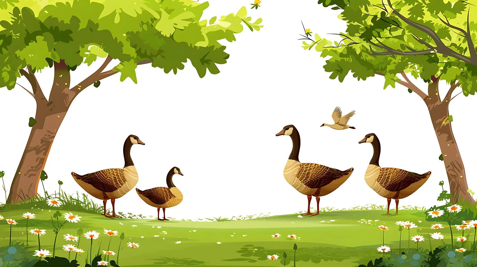 Tranquil Geese in Verdant Forest — free download from Dotvec