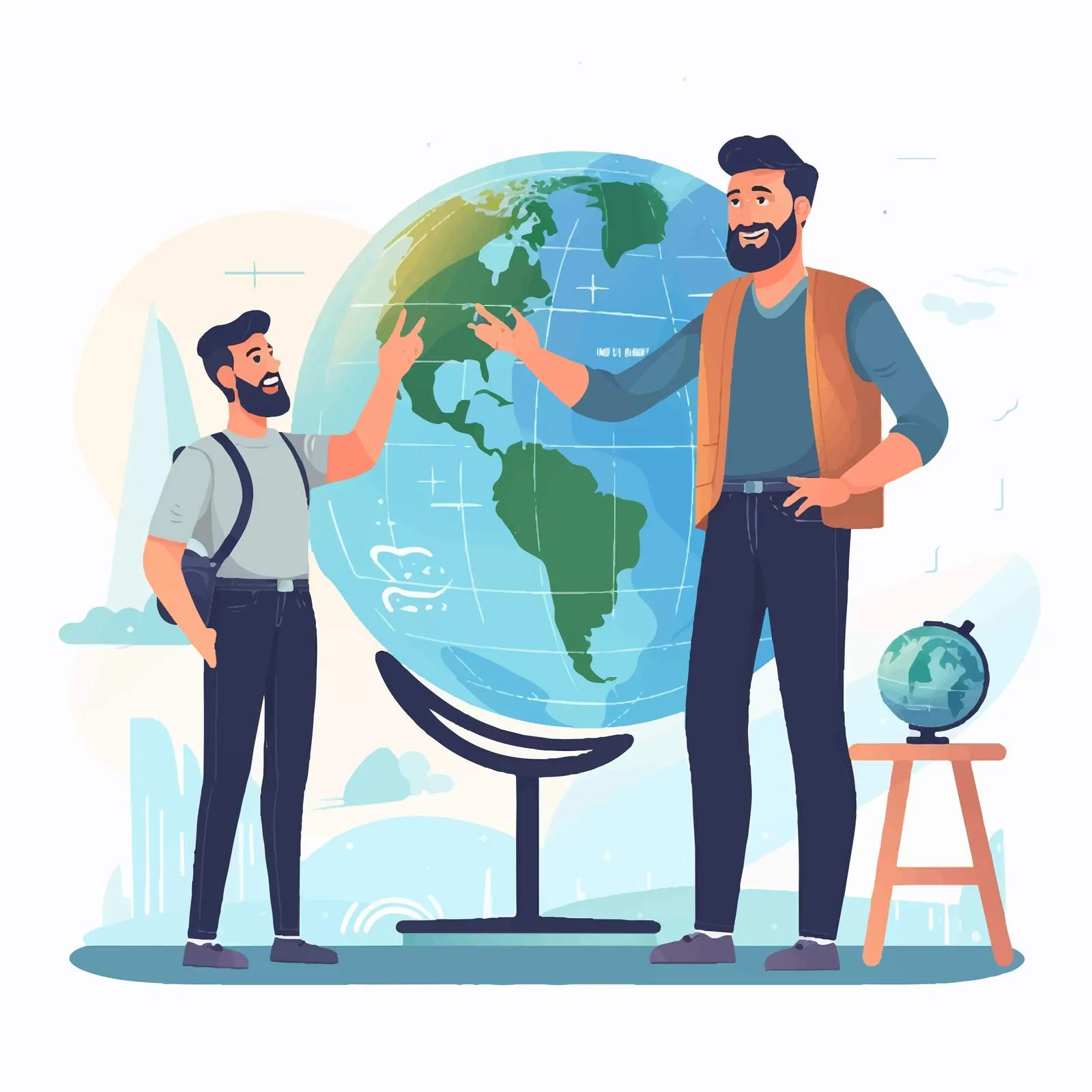 Geography Teacher Lecturing with Globe — free download from Dotvec