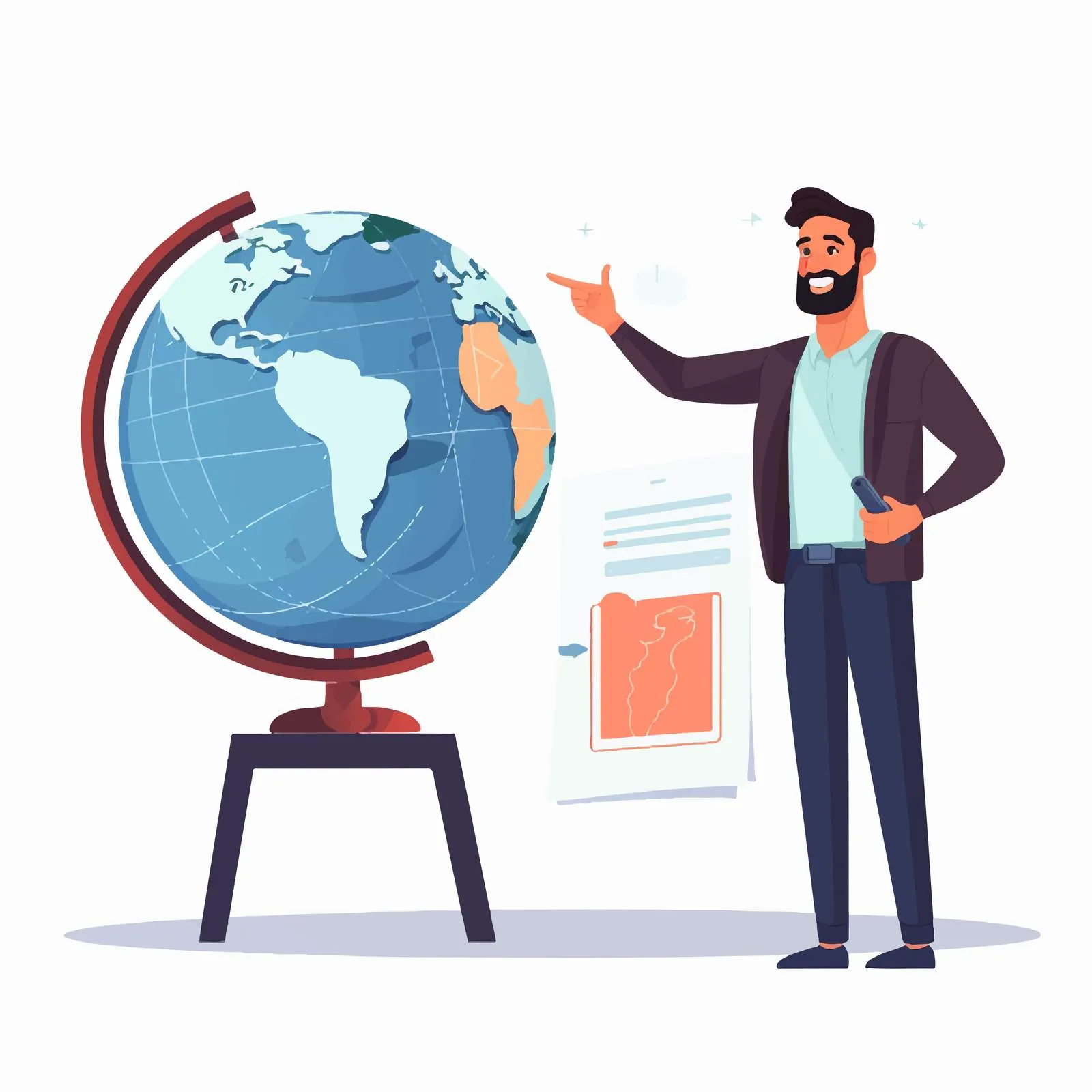 Geography Teacher Lecturing with Globe Illustration – free lecture image from Dotvec