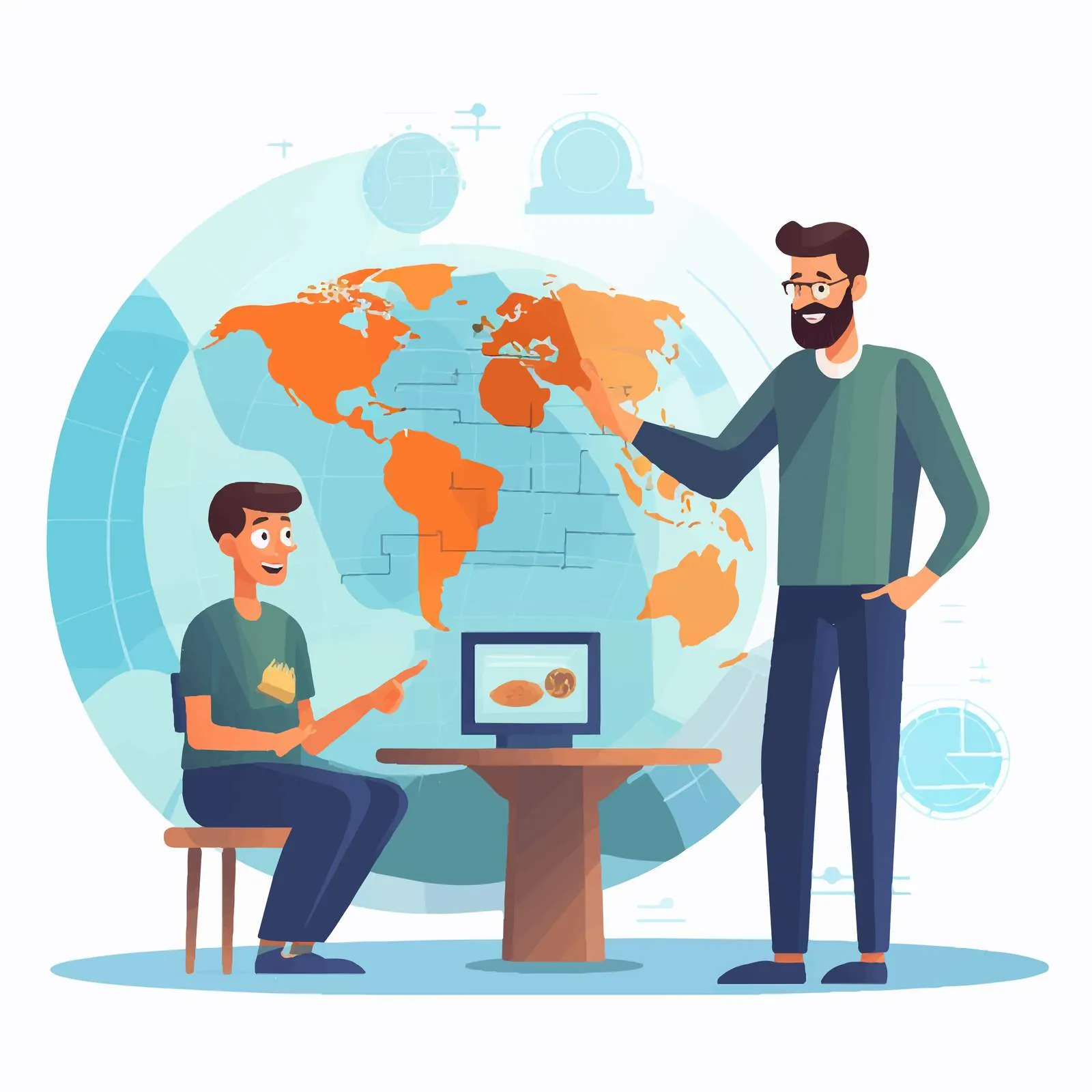 Geography Teacher Lecturing with Globe Illustration — free download from Dotvec