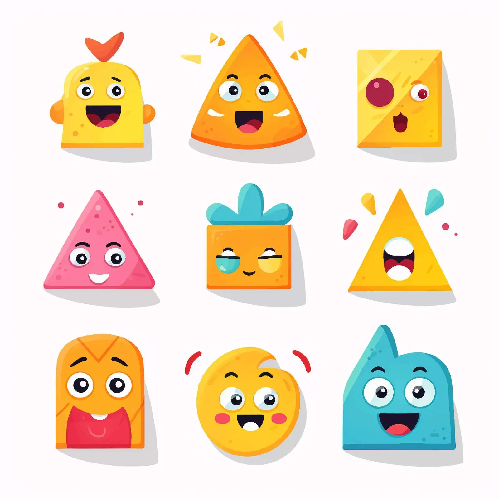 Vibrant Geometric Characters with Unique Emotions — free download from Dotvec