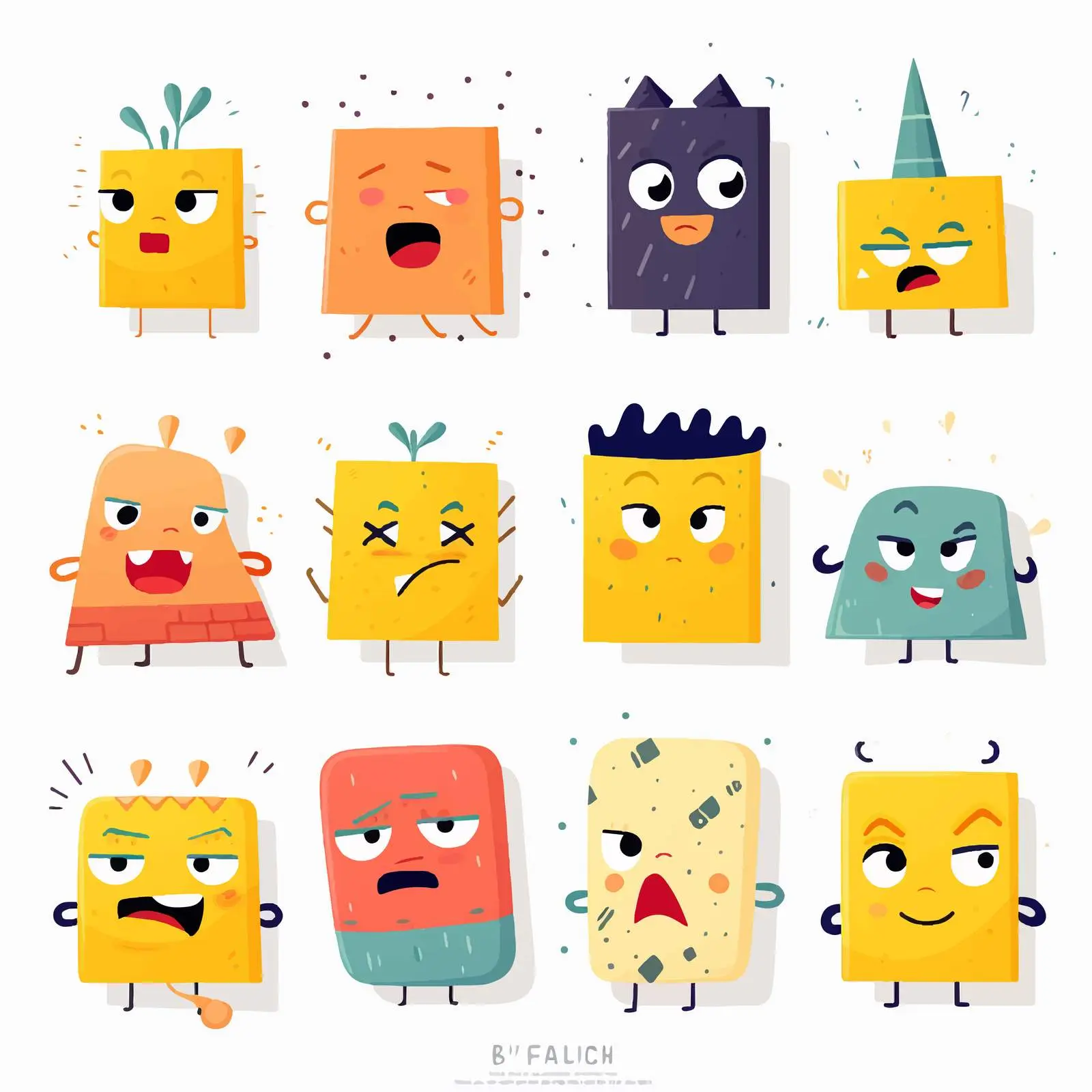 Geometric Characters Expressing Diverse Emotions — free download from Dotvec