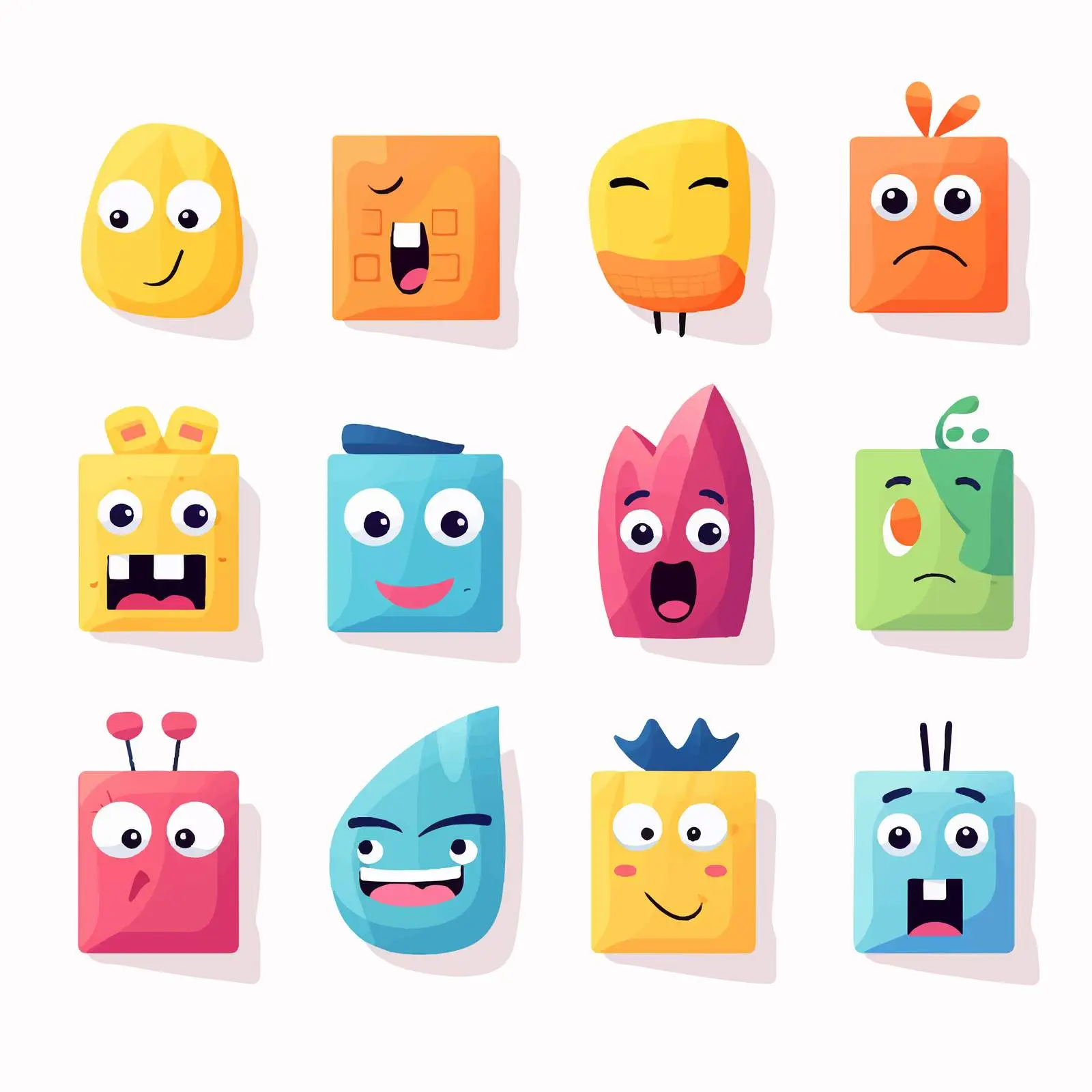 Geometric Characters Expressing Diverse Emotions — free download from Dotvec