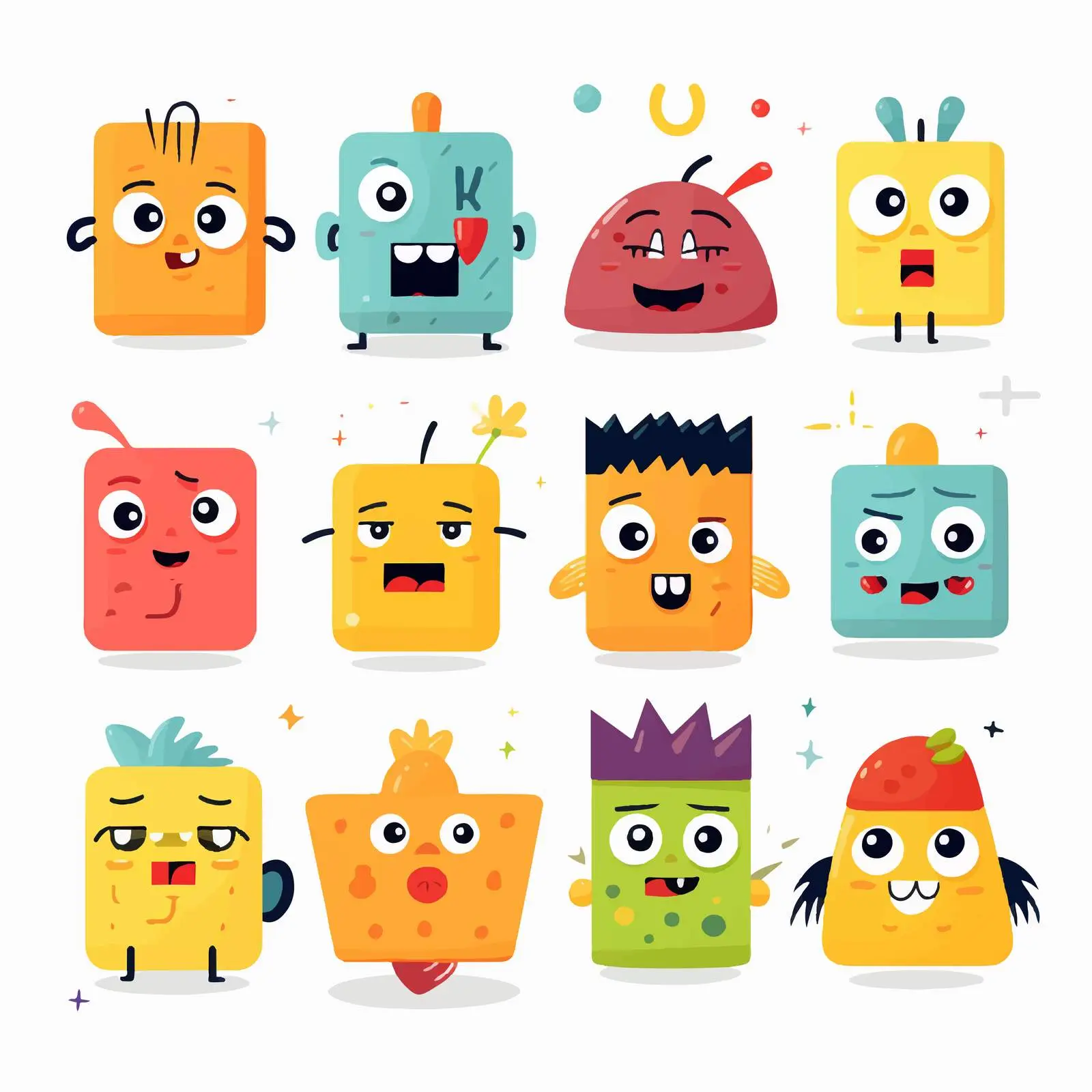 Geometric Characters Expressing Various Emotions — free download from Dotvec
