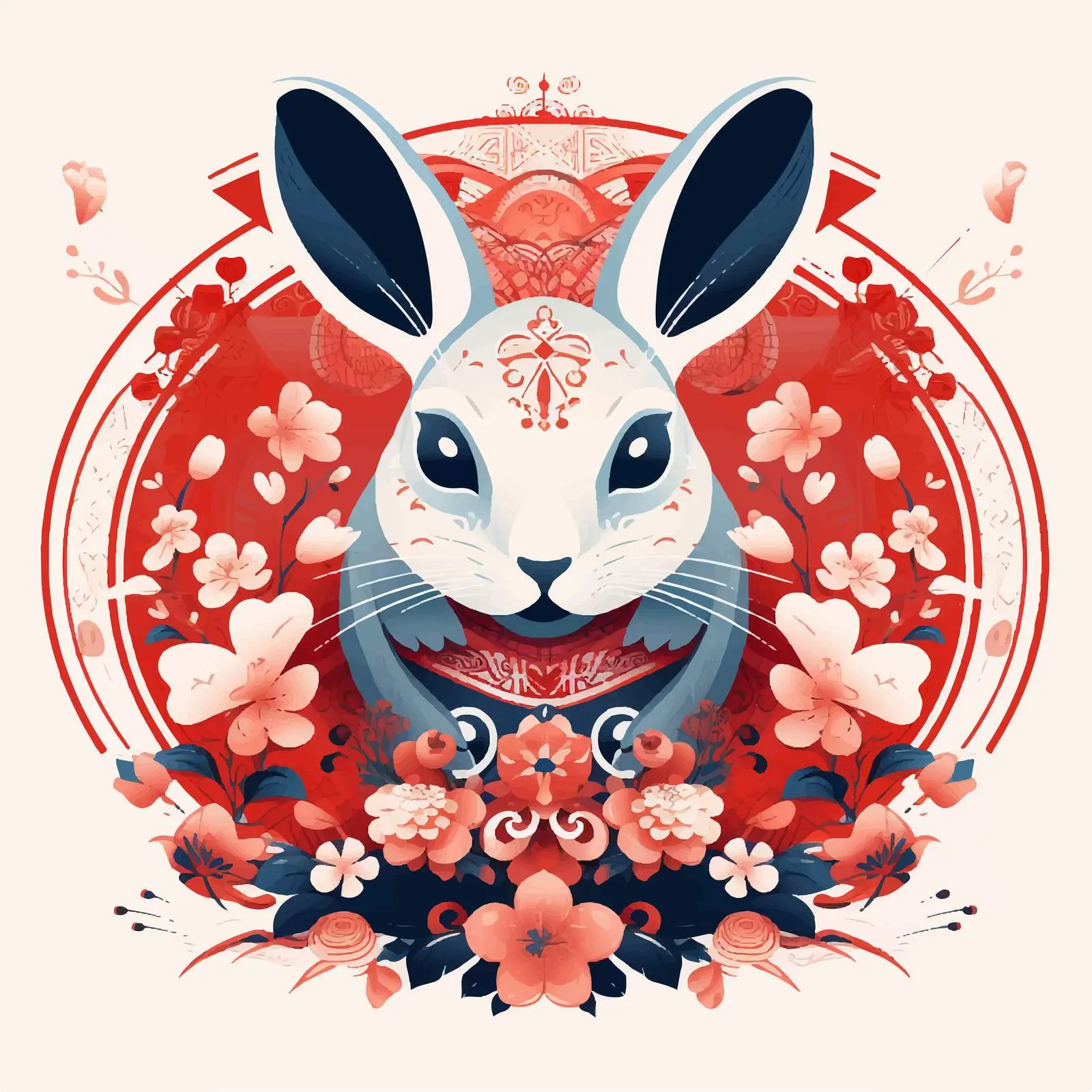 Geometric Lunar New Year Postcard 2023 – free year of the rabbit image from Dotvec
