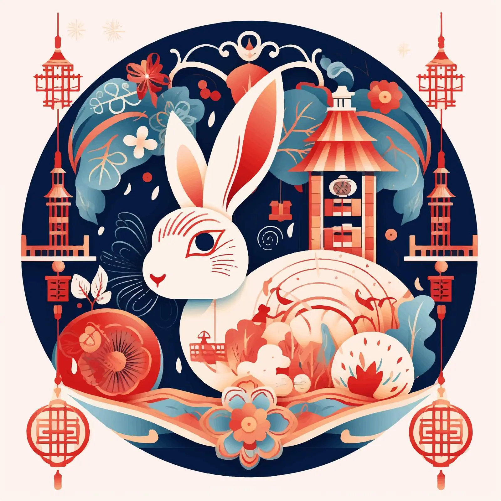 Geometric Lunar New Year Postcard 2023 — free download from Dotvec