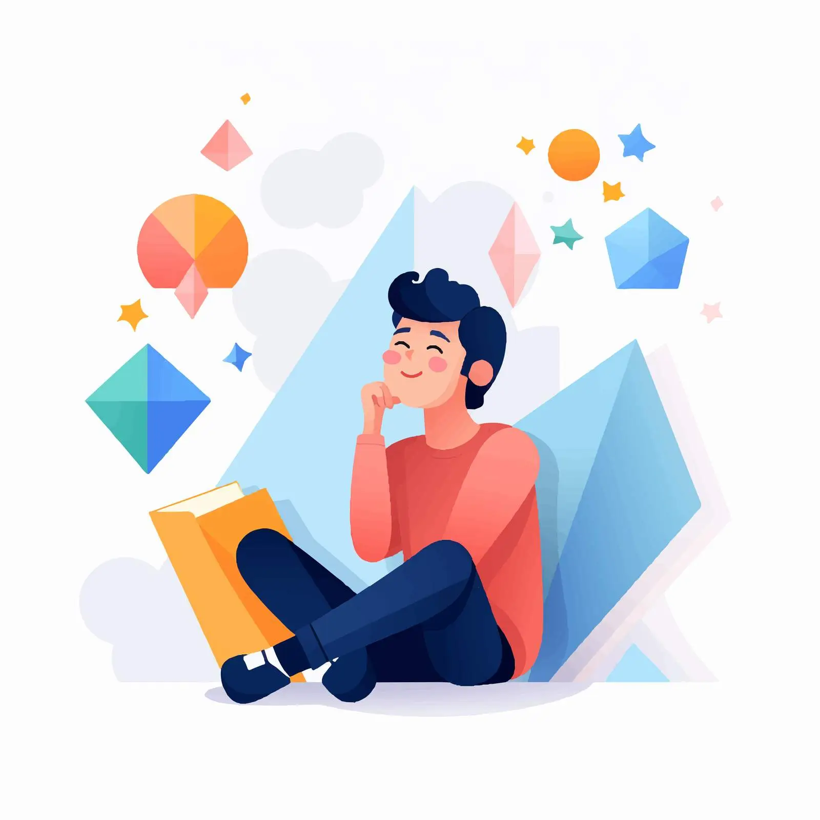 Cute Geometric Shape Character Dreaming — free download from Dotvec