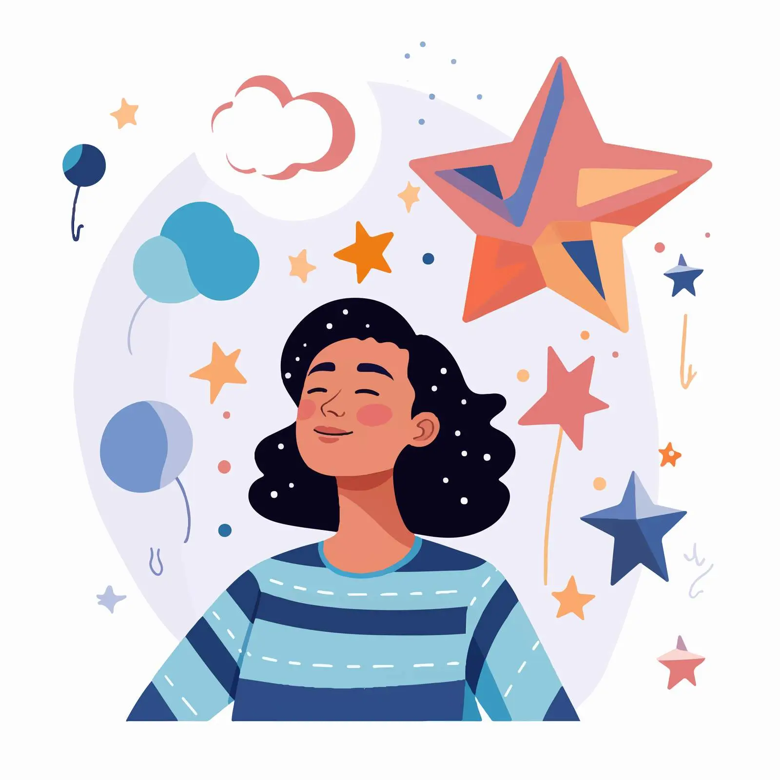 Cute Happy Geometric Shape Character Dreaming — free download from Dotvec