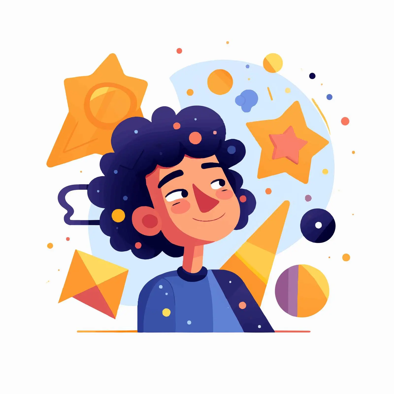 Cute Happy Geometric Shape Character Dreaming — free download from Dotvec