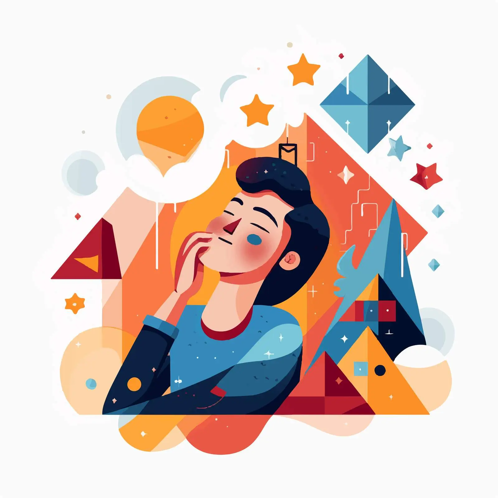 Cute Dreaming Geometric Shape Character Illustration — free download from Dotvec