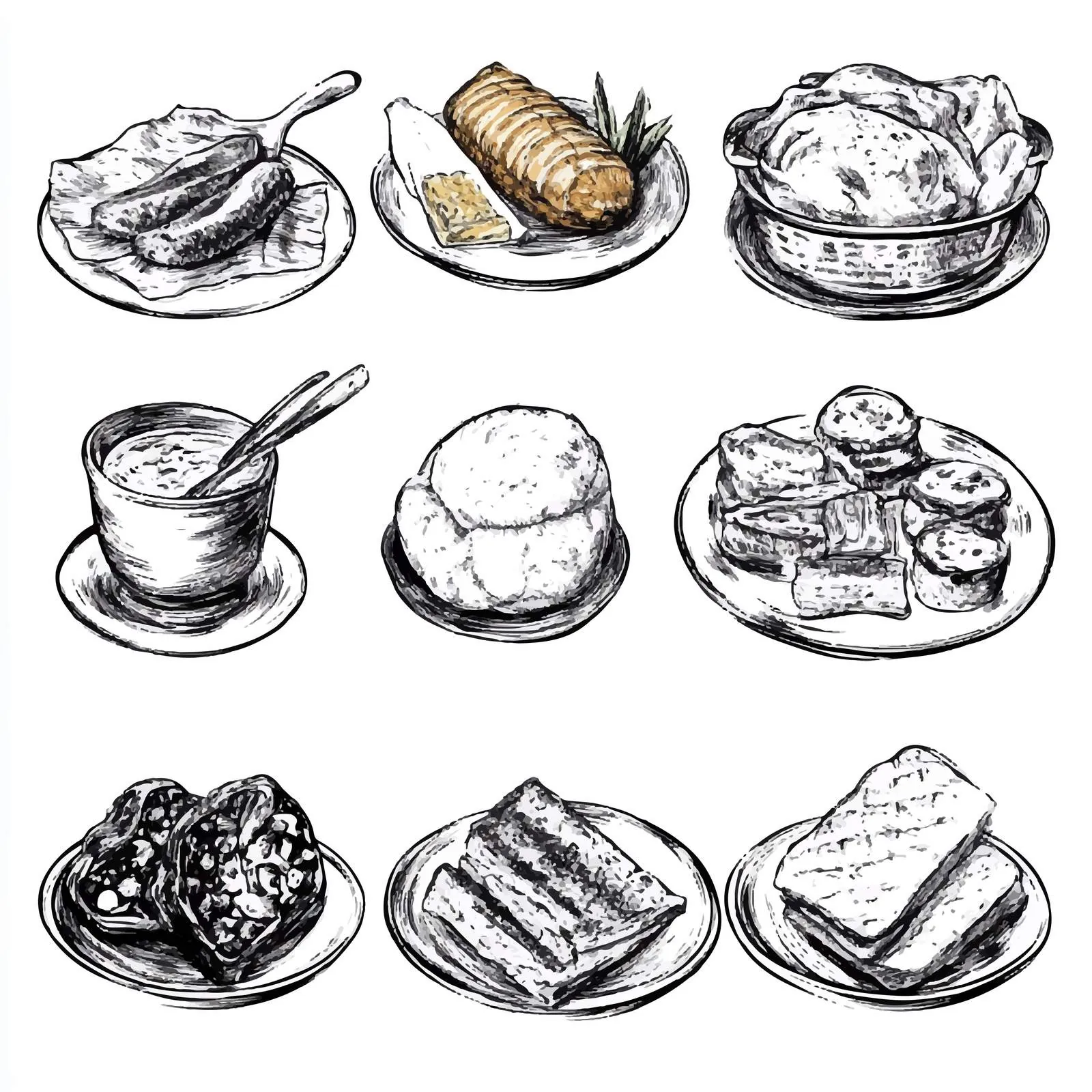 Hand-Drawn Georgian Cuisine Dishes Vector – free khinkali image from Dotvec