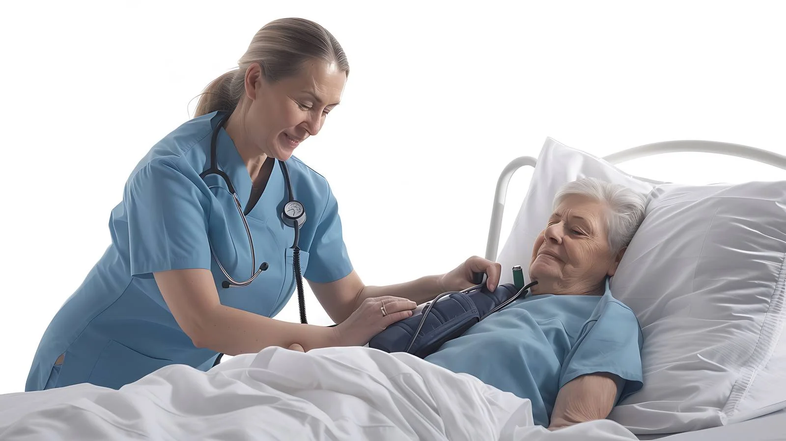 Geriatric Nurse Measuring Blood Pressure — free download from Dotvec