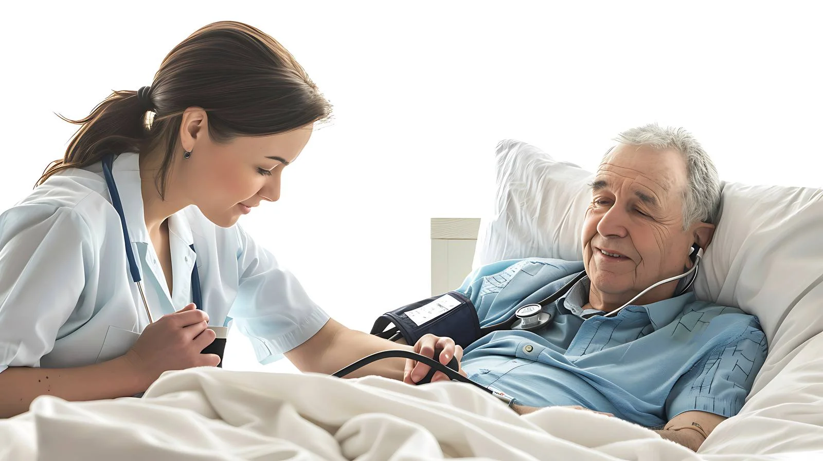 Geriatric Nurse Measuring Blood Pressure of Patient — free download from Dotvec
