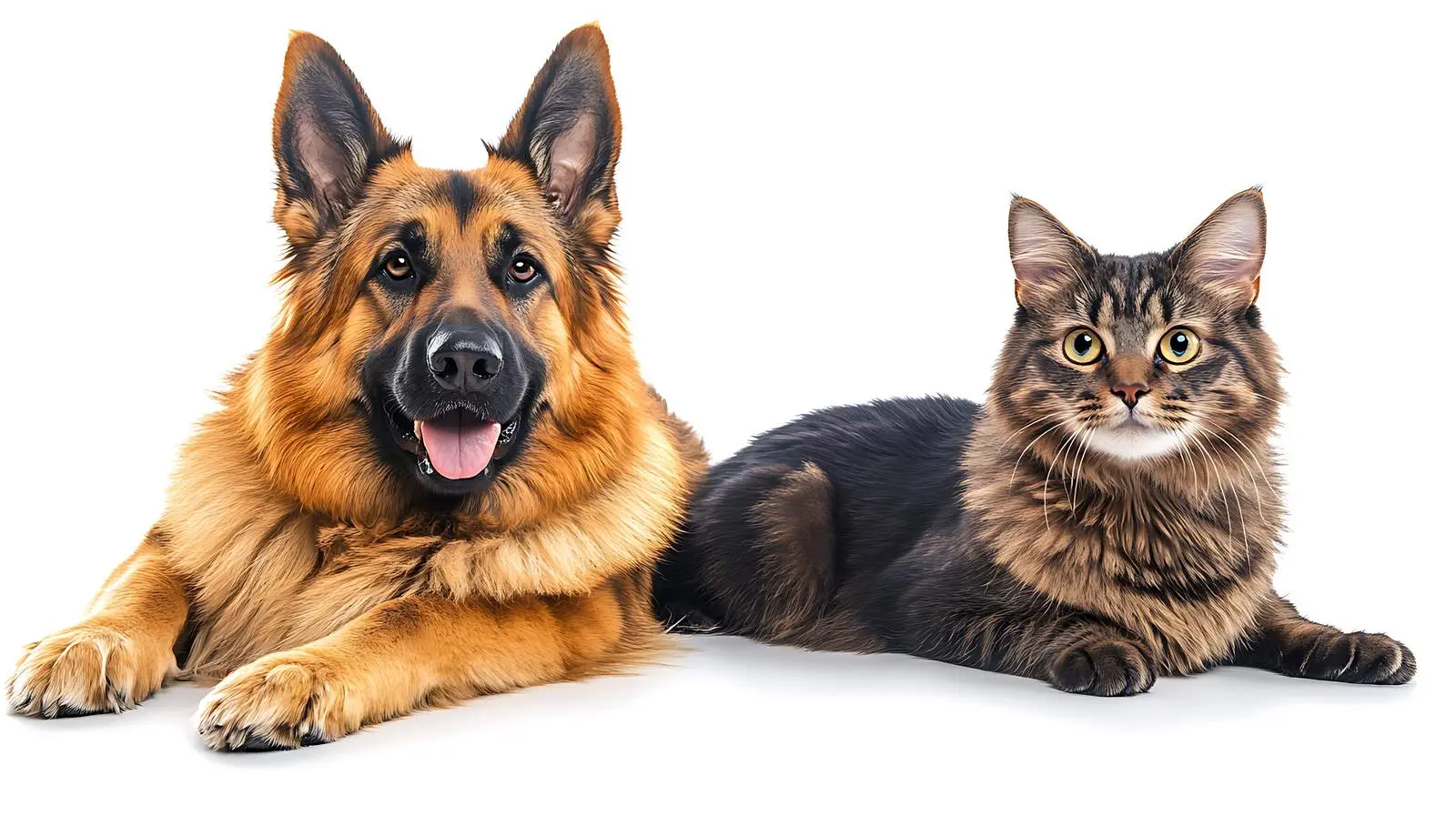 German Shepherd and Curious Scottish Straight Cat — free download from Dotvec