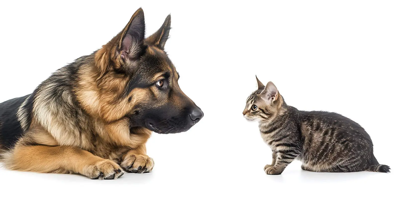 German Shepherd and Curious Cat Together free images image from Dotvec