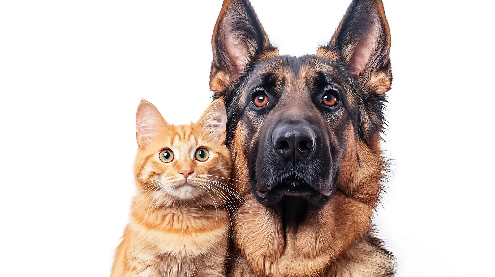 German Shepherd and Scottish Straight Cat Together – free feline friends image from Dotvec