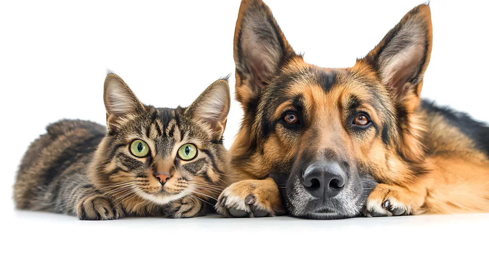 German Shepherd and Scottish Straight Cat Together – free hind image from Dotvec