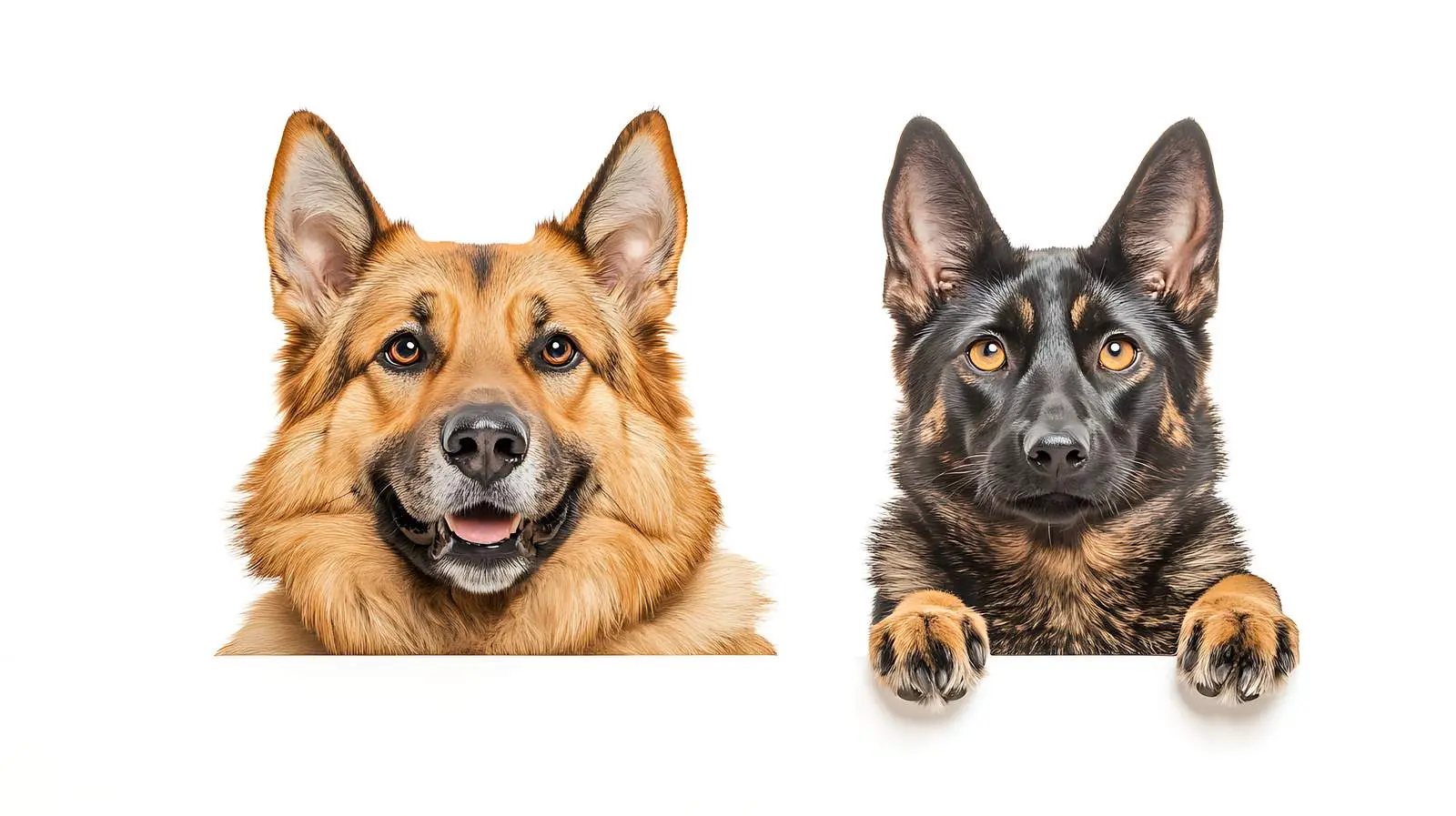 German Shepherd and Scottish Straight Cat Behind Post – free hind image from Dotvec