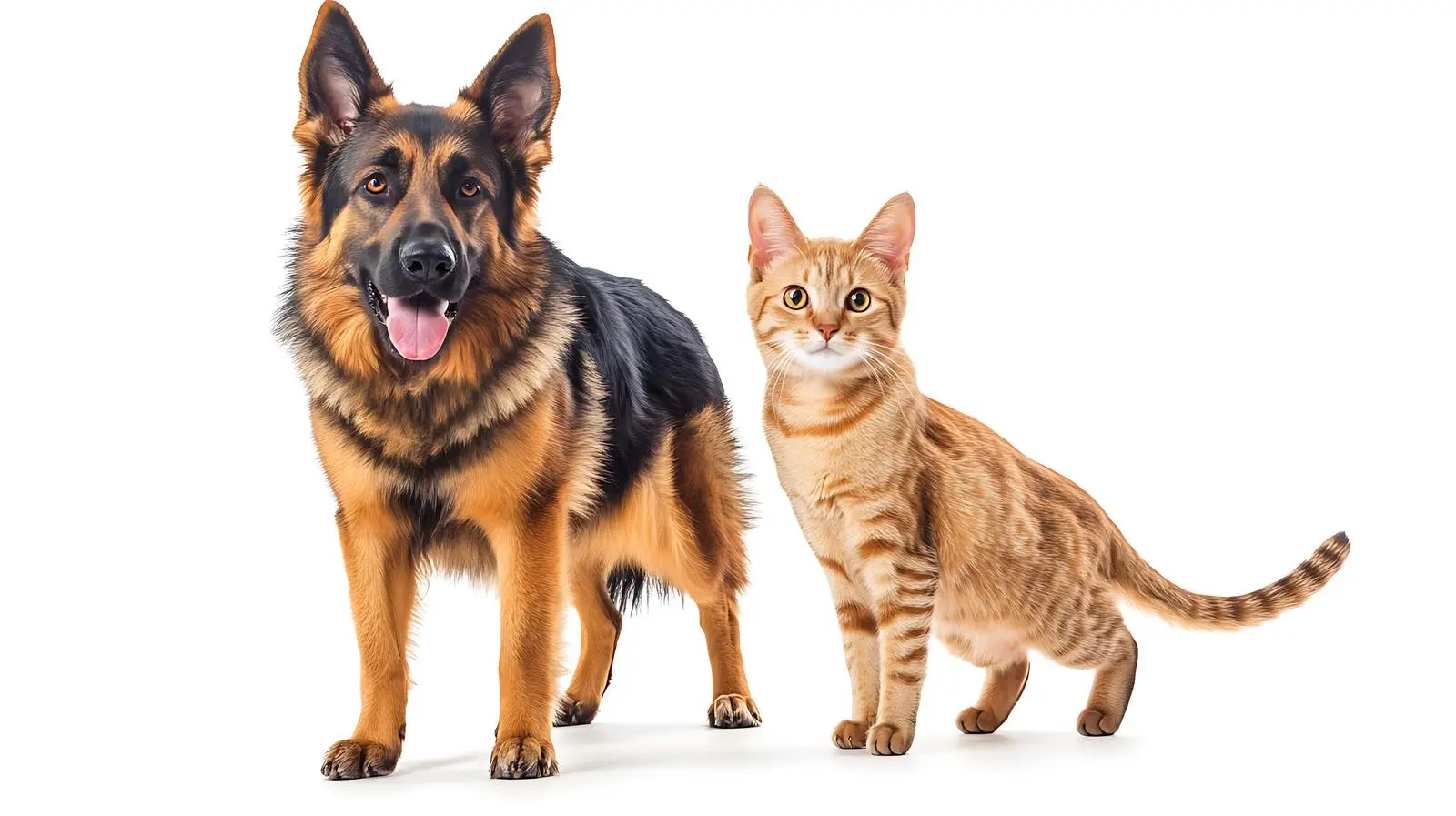German Shepherd and Scottish Straight Cat Together — free download from Dotvec