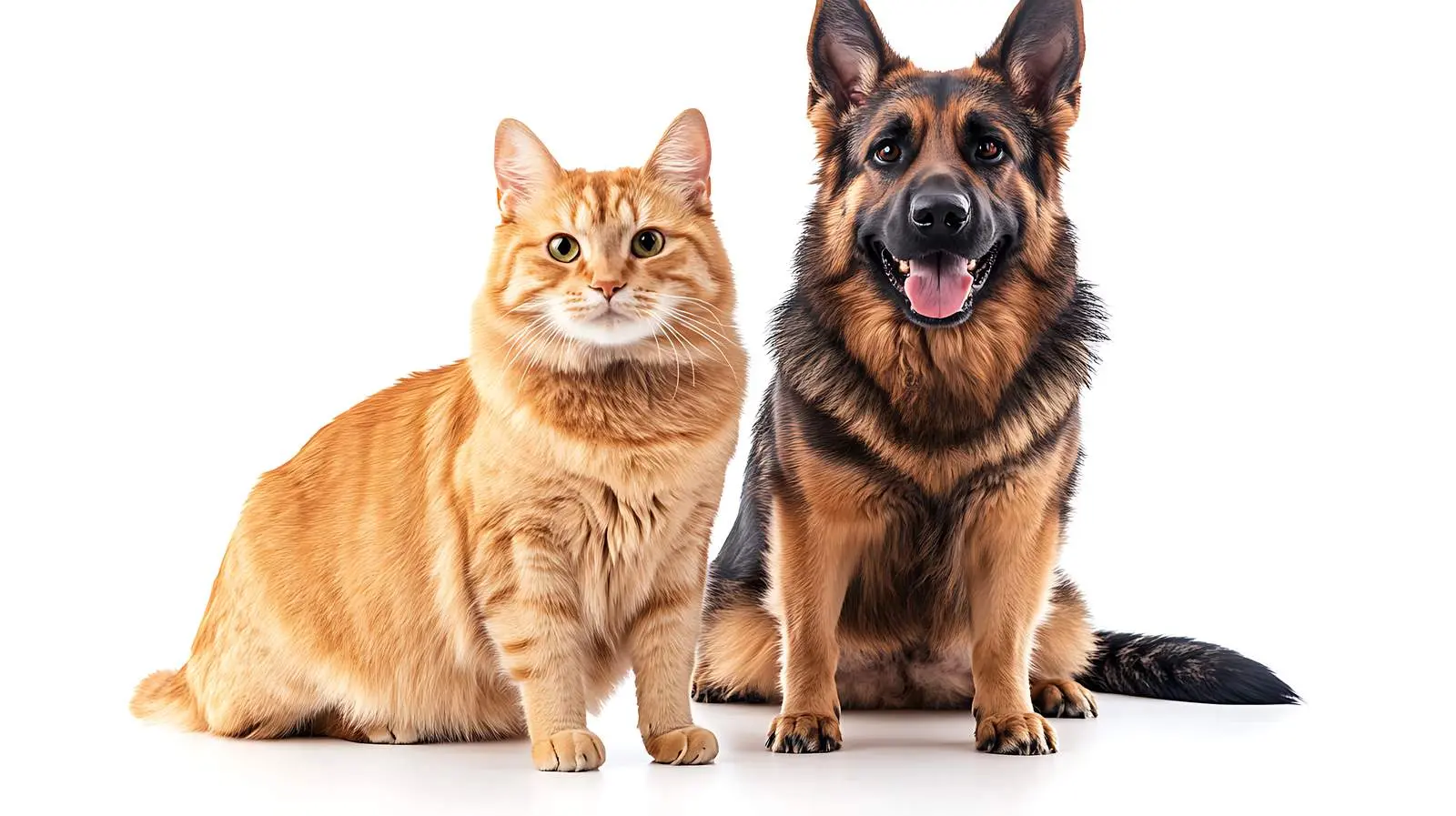 German Shepherd and Scottish Straight Cat Together — free download from Dotvec