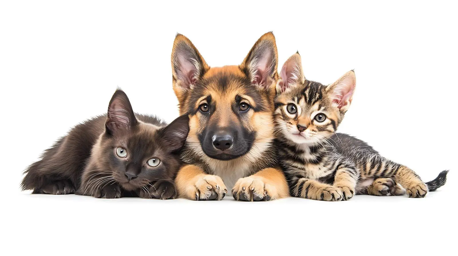 German Shepherd Cat and Pitbull Puppy Together – free playful puppy image from Dotvec