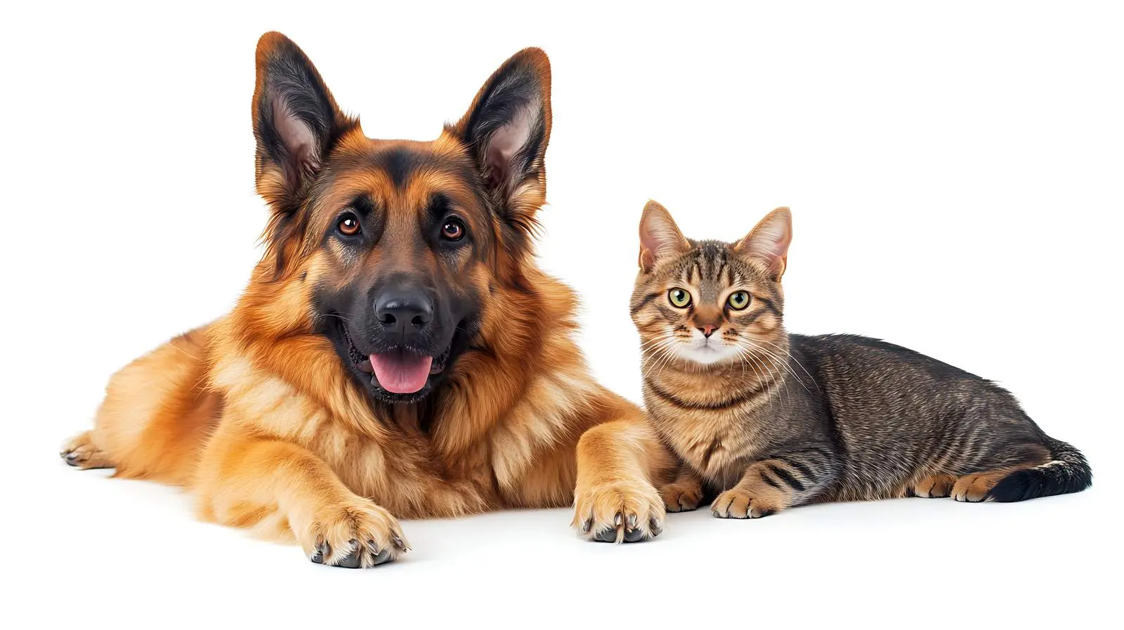 German Shepherd and Scottish Straight Cat Together — free download from Dotvec