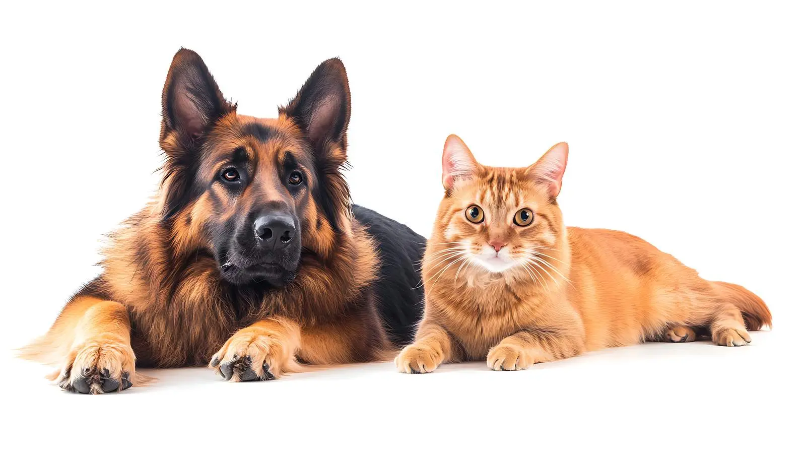 German Shepherd Dog and Frisky Scottish Straight Cat — free download from Dotvec