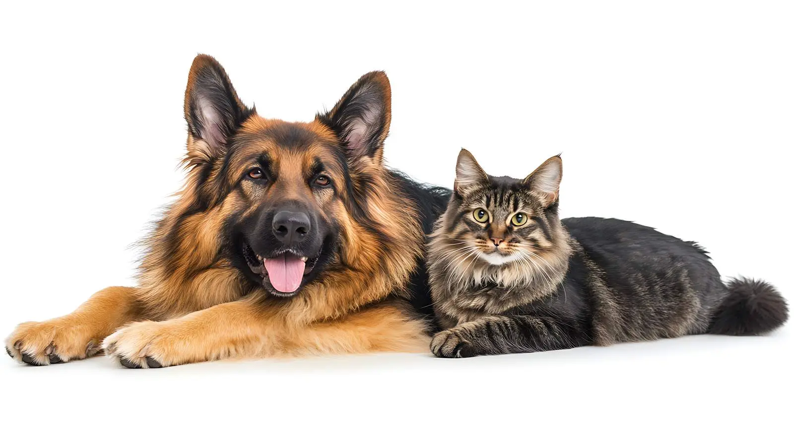 Playful German Shepherd and Scottish Straight Cat — free download from Dotvec