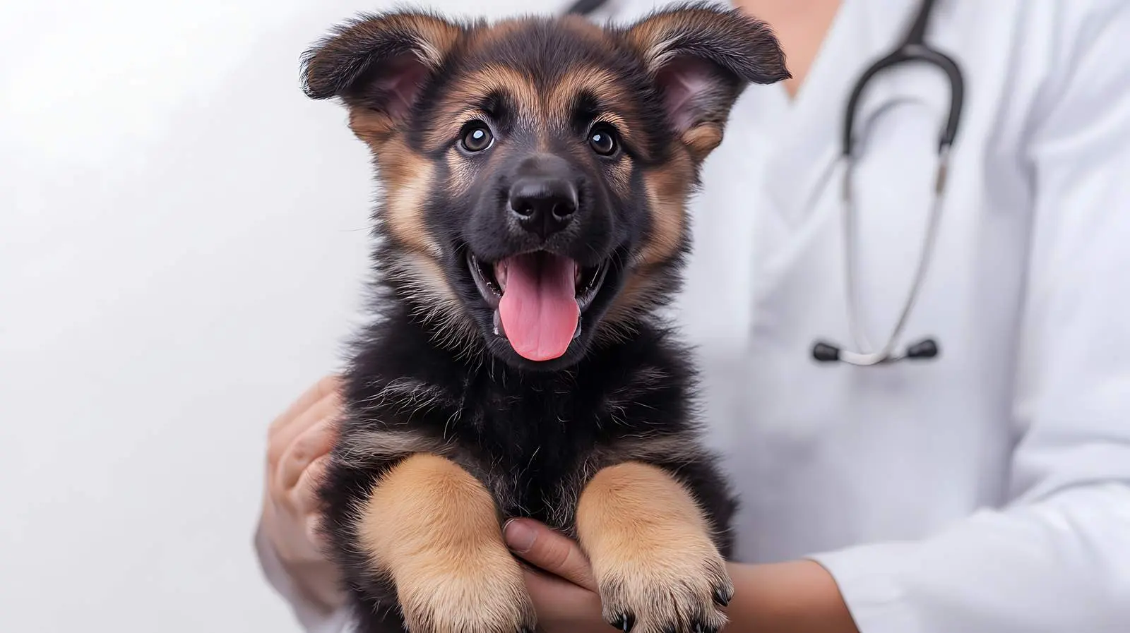 German Shepherd Puppy with Veterinarian — free download from Dotvec