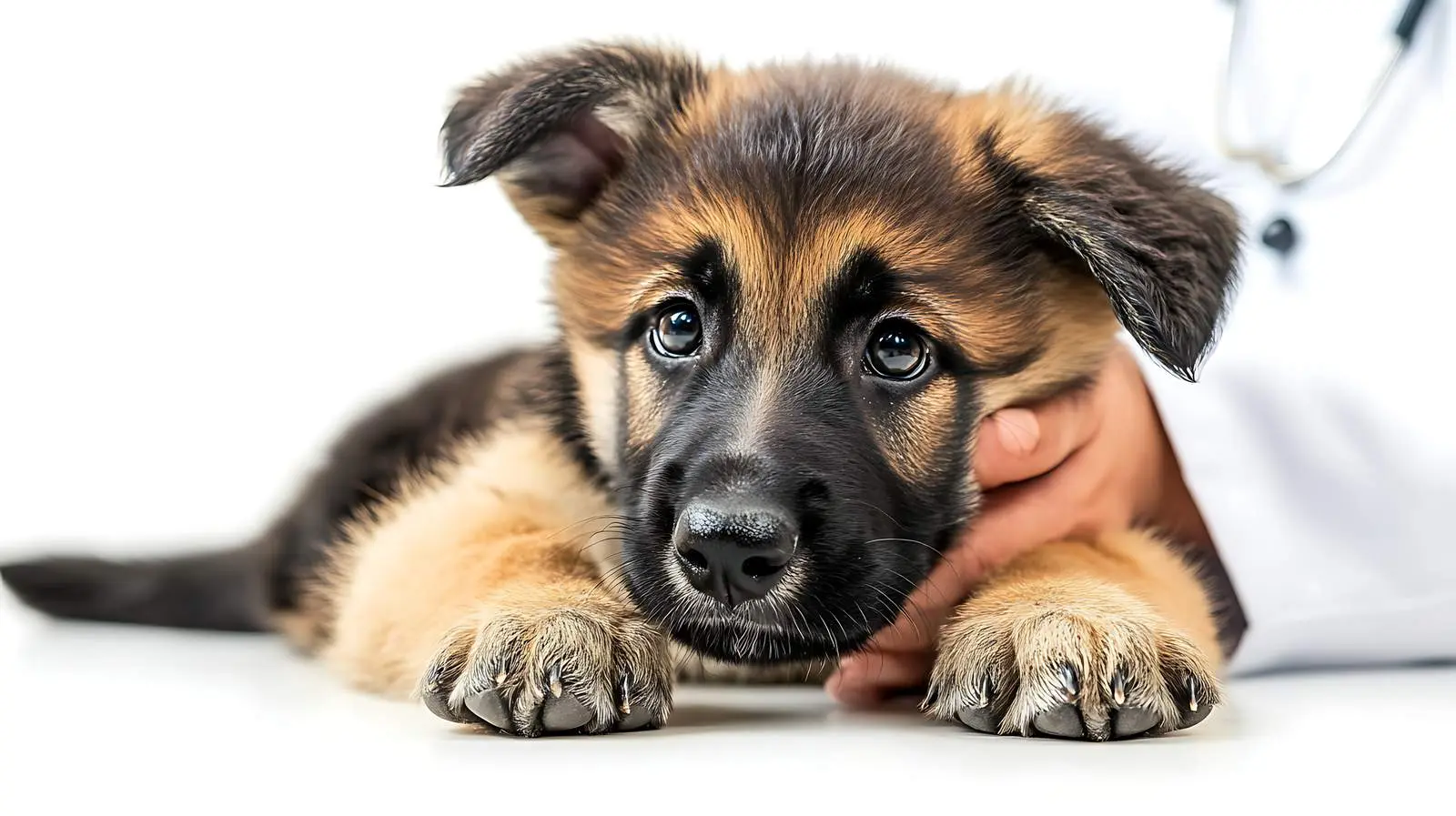 German Shepherd Puppy Vet Inspection Isolated — free download from Dotvec