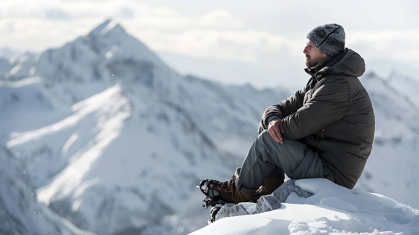 Winter Man Sitting on Mountain in Bavaria — free download from Dotvec