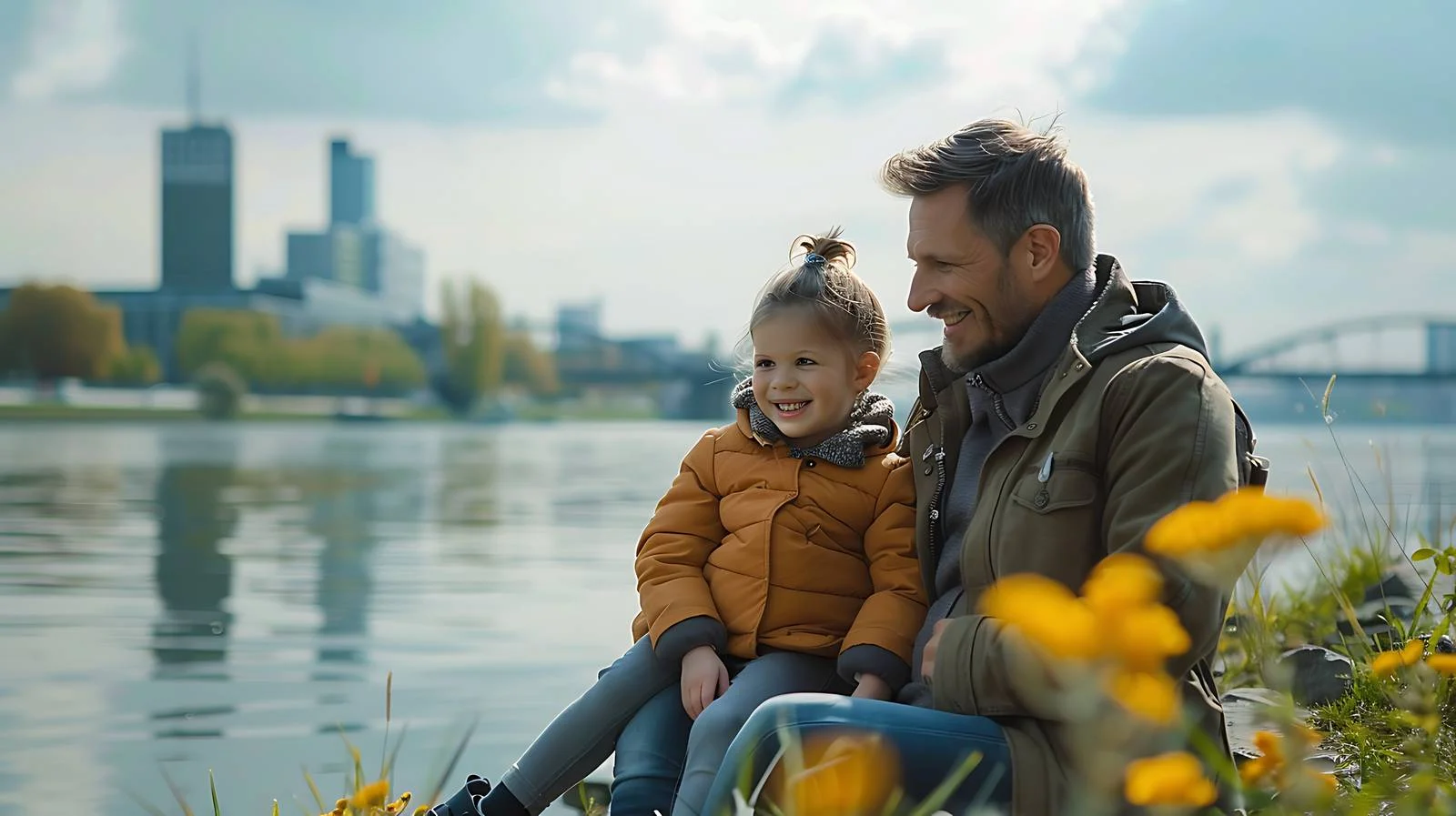 Happy Family Enjoying Duesseldorf Riverside — free download from Dotvec