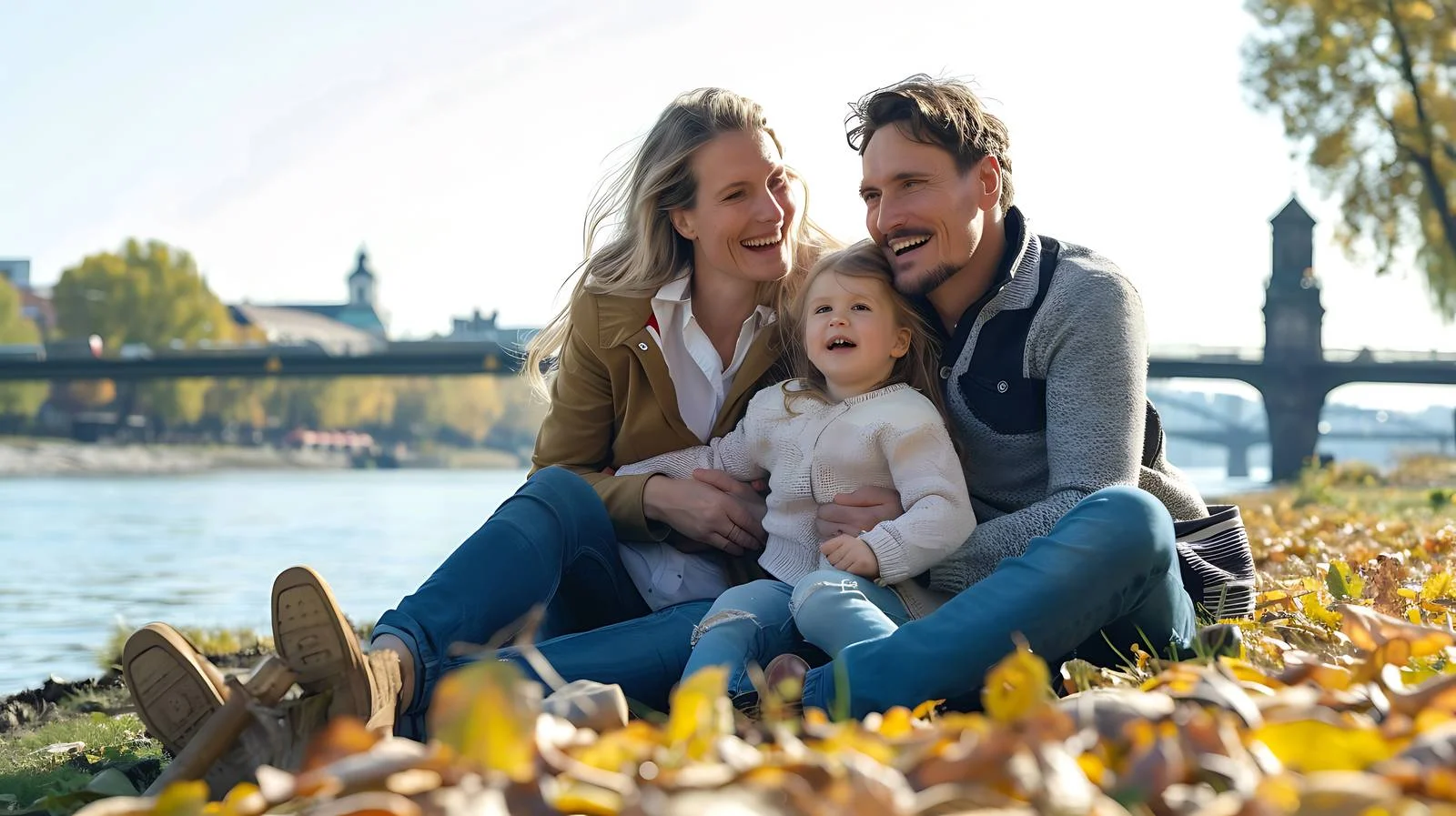 Cheerful Family at Rhine River — free download from Dotvec