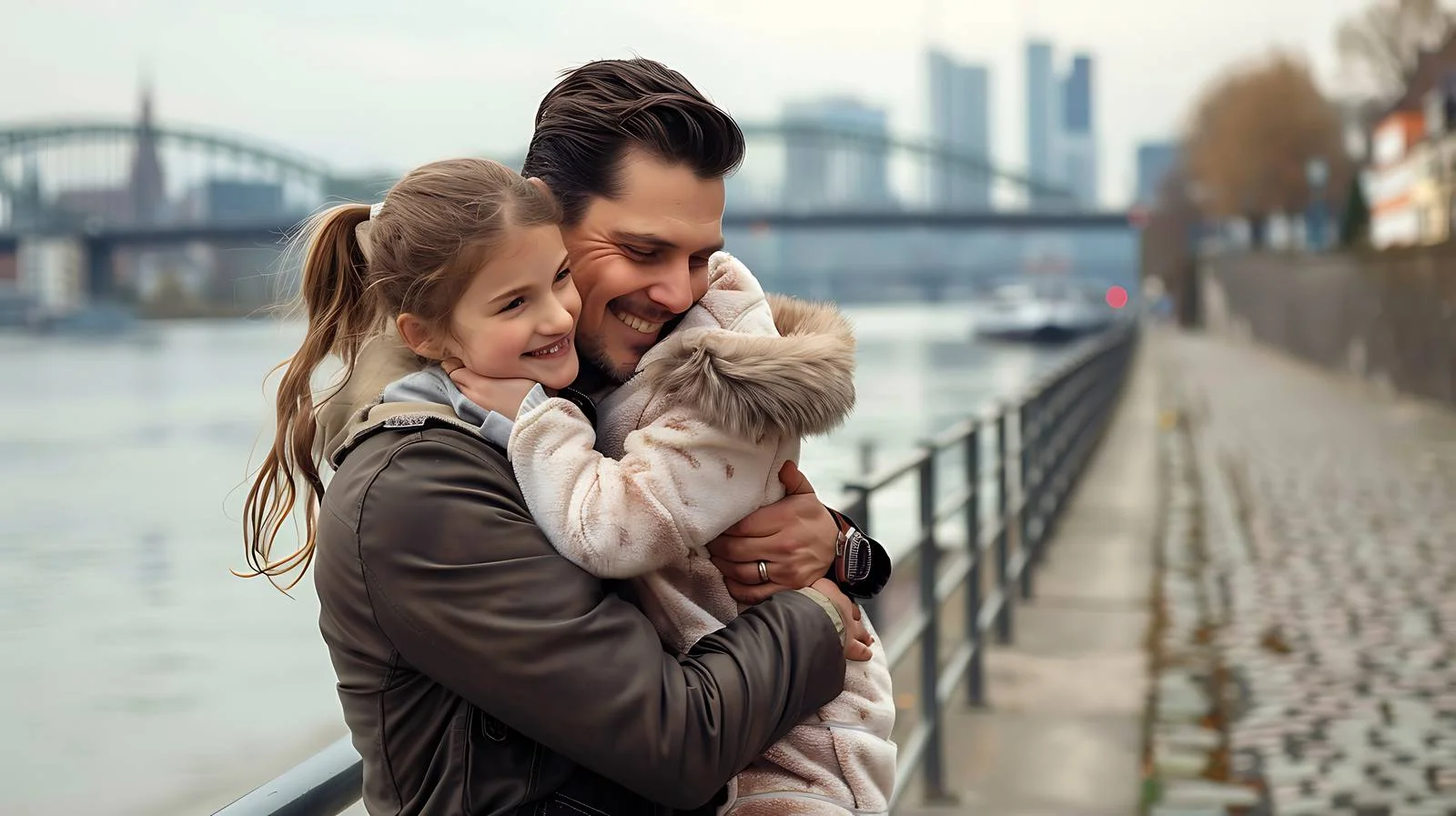 Happy Family at Rhine River in Duesseldorf — free download from Dotvec