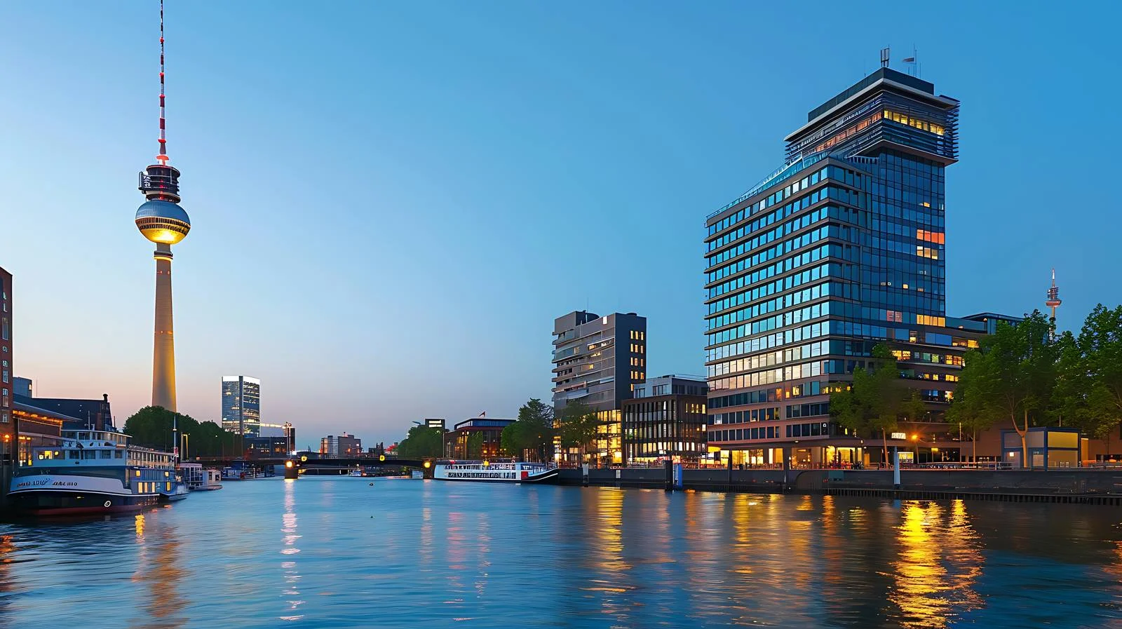 Hamburg Cityscape Featuring Heinrich-Hertz Tower — free download from Dotvec