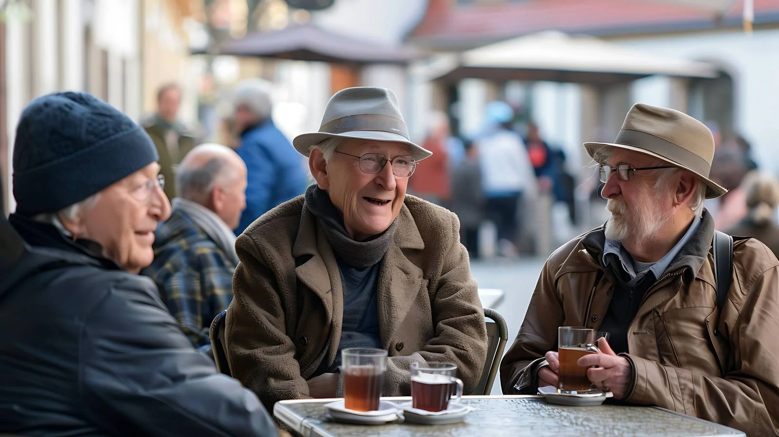 Senior Friends in Heidelberg Street Cafe — free download from Dotvec