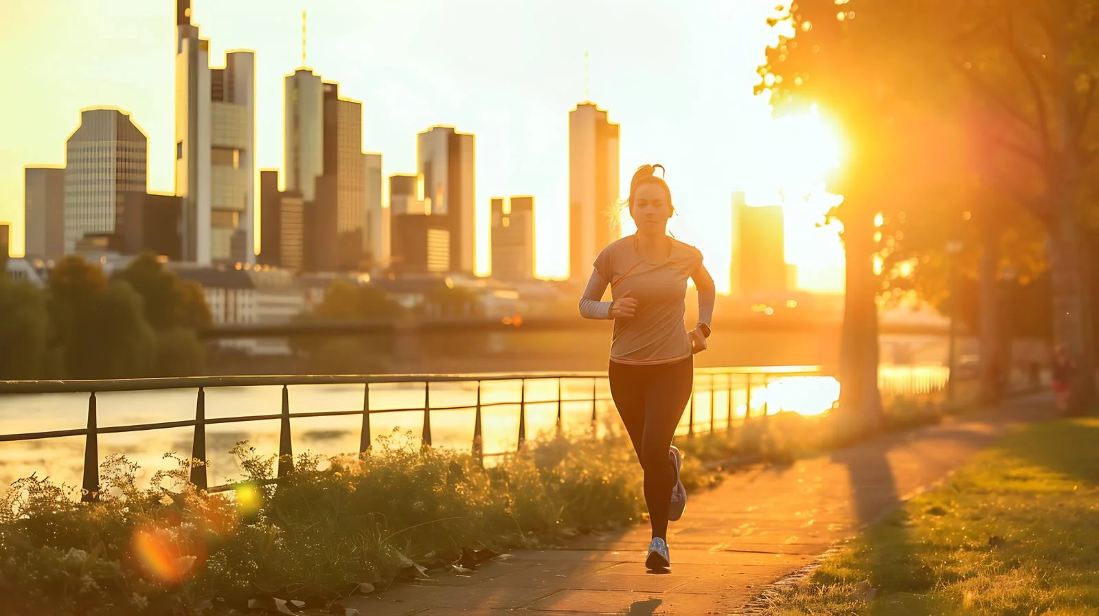 Active Woman Jogging in Frankfurt, Germany — free download from Dotvec