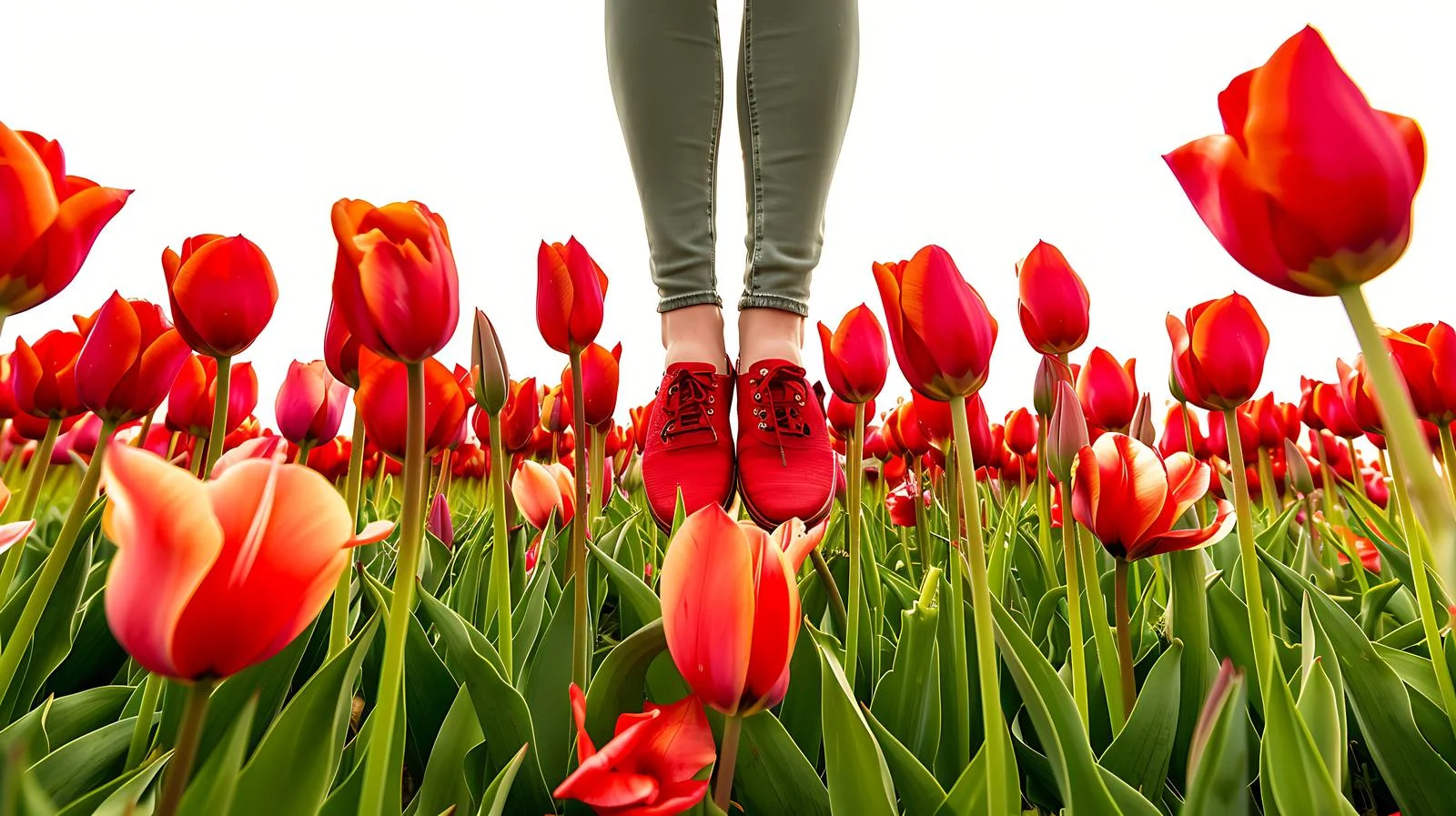 Woman's Feet in Tulip Field — free download from Dotvec