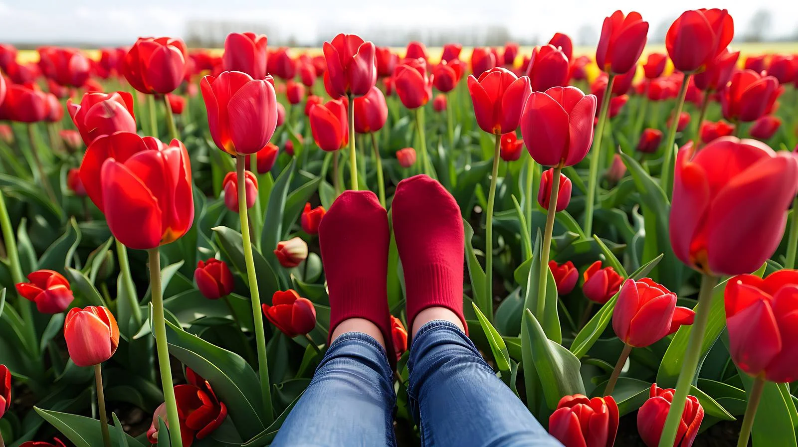 Woman's Feet in Tulip Field — free download from Dotvec