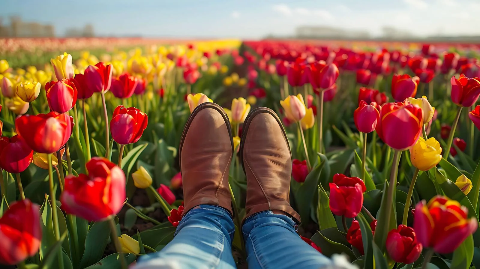 Woman in Tulip Field Serenity — free download from Dotvec
