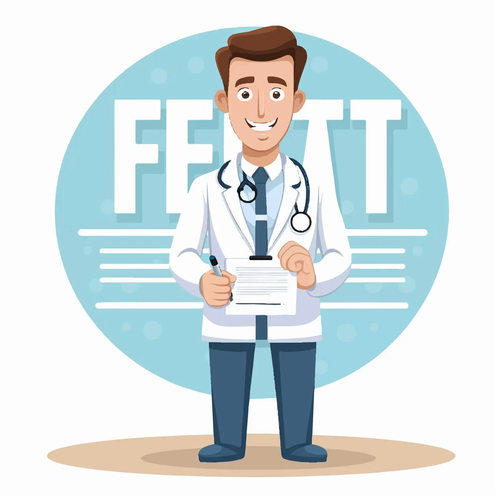 Doctor Cartoon Style Get Tested Illustration — free download from Dotvec